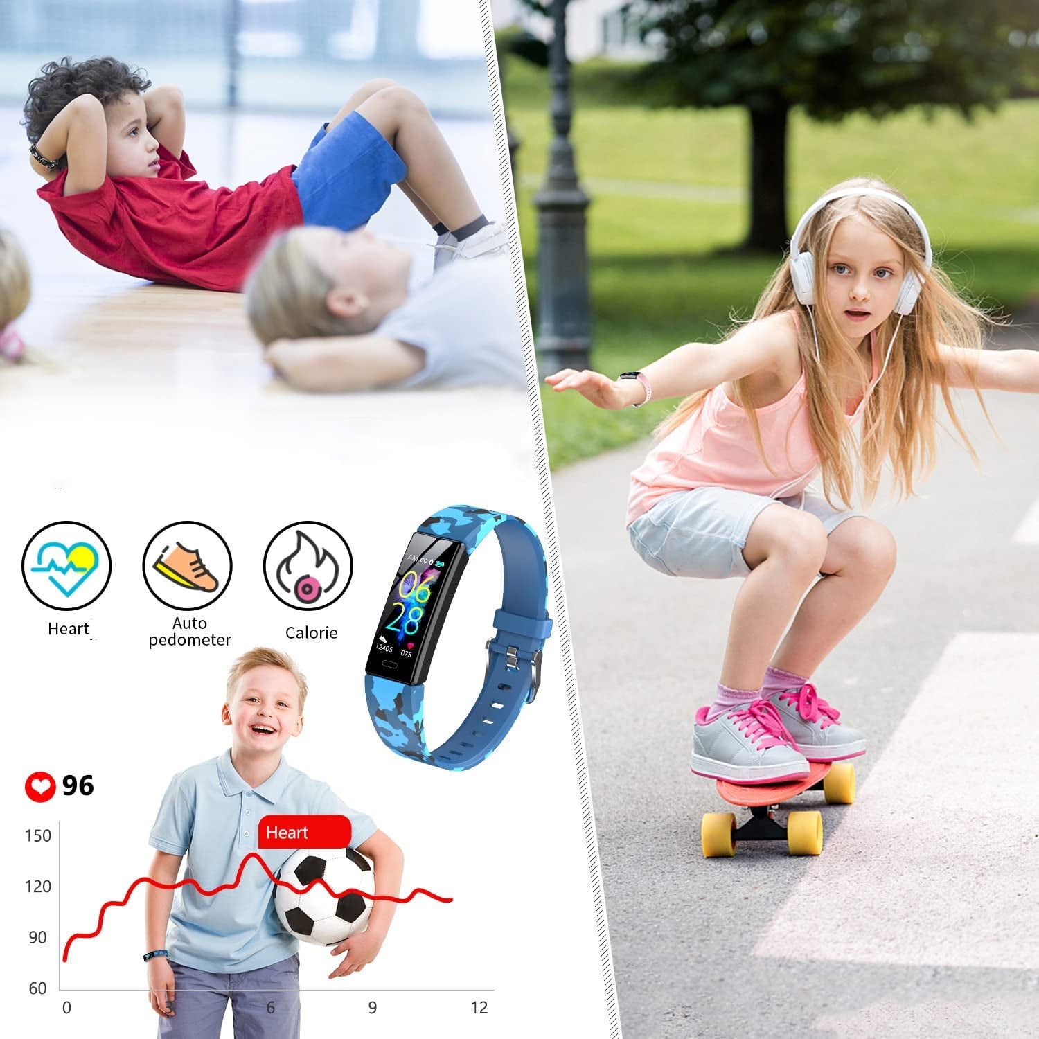 Kids Fitness Tracker Watch | IP68 Waterproof, 11 Sport Modes, Ages 6-16