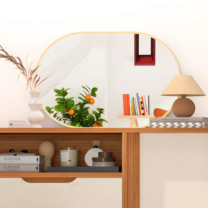 Oval Capsule Bathroom Mirror 24x36" | Gold Metal Frame