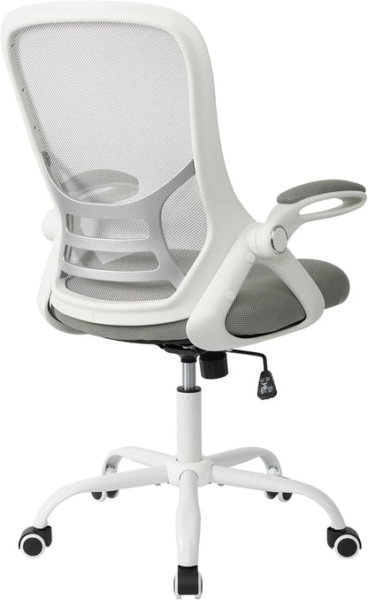 Ergonomic Mesh Office Chair | Flip-Up Arms, Thickened Seat, Grey