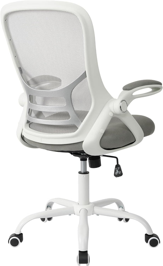Ergonomic Mesh Office Chair | Flip-Up Arms, Thickened Seat, Grey