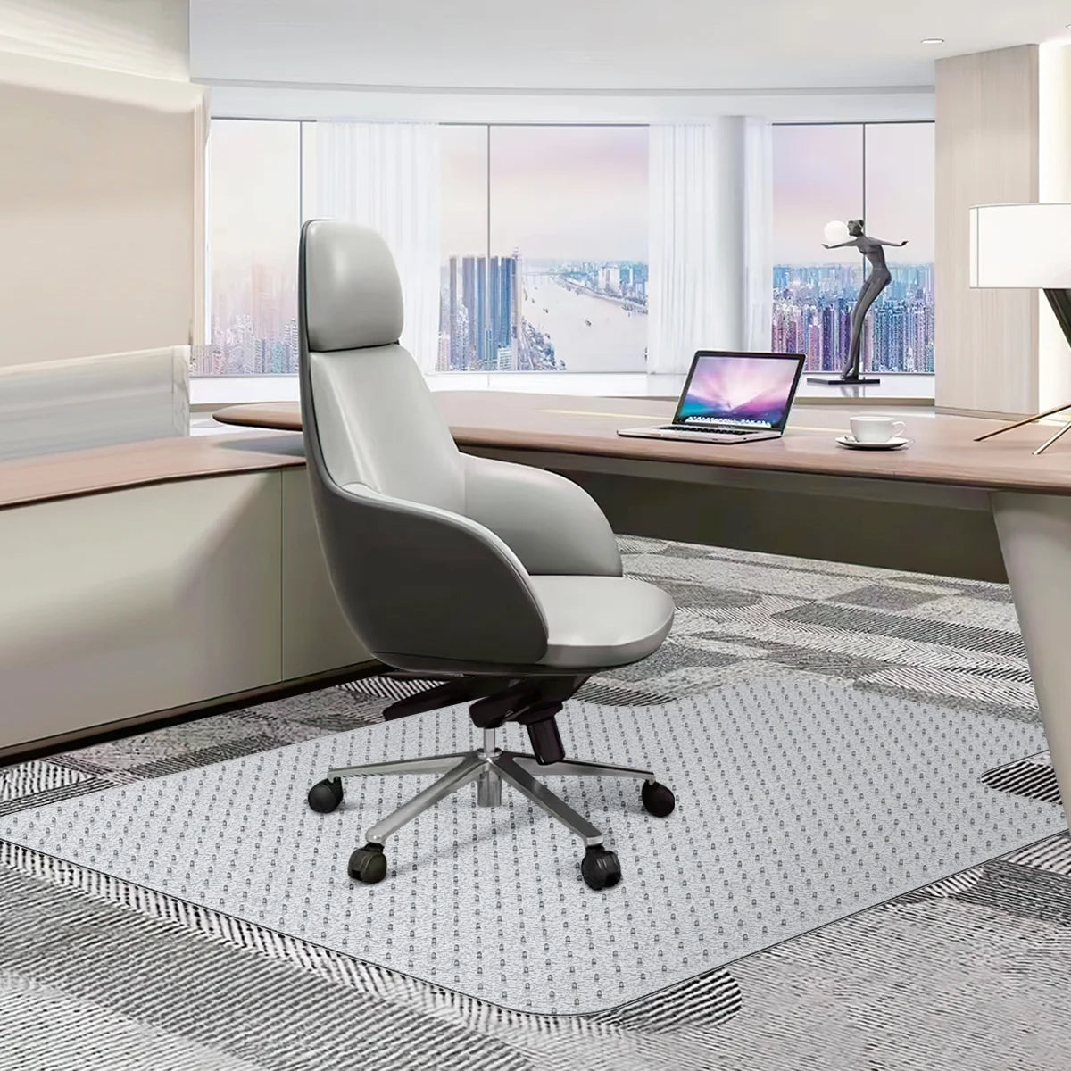 Office Chair Mat for Carpet 45x53" | Transparent with Lip & Grippers