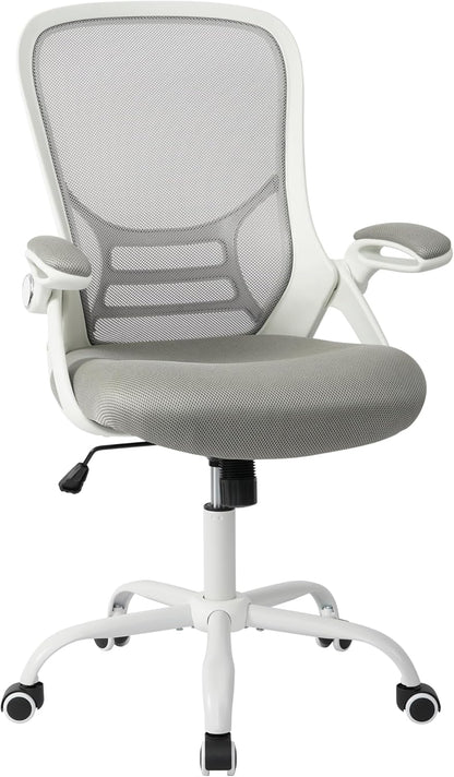 Ergonomic Mesh Office Chair | Flip-Up Arms, Thickened Seat, Grey