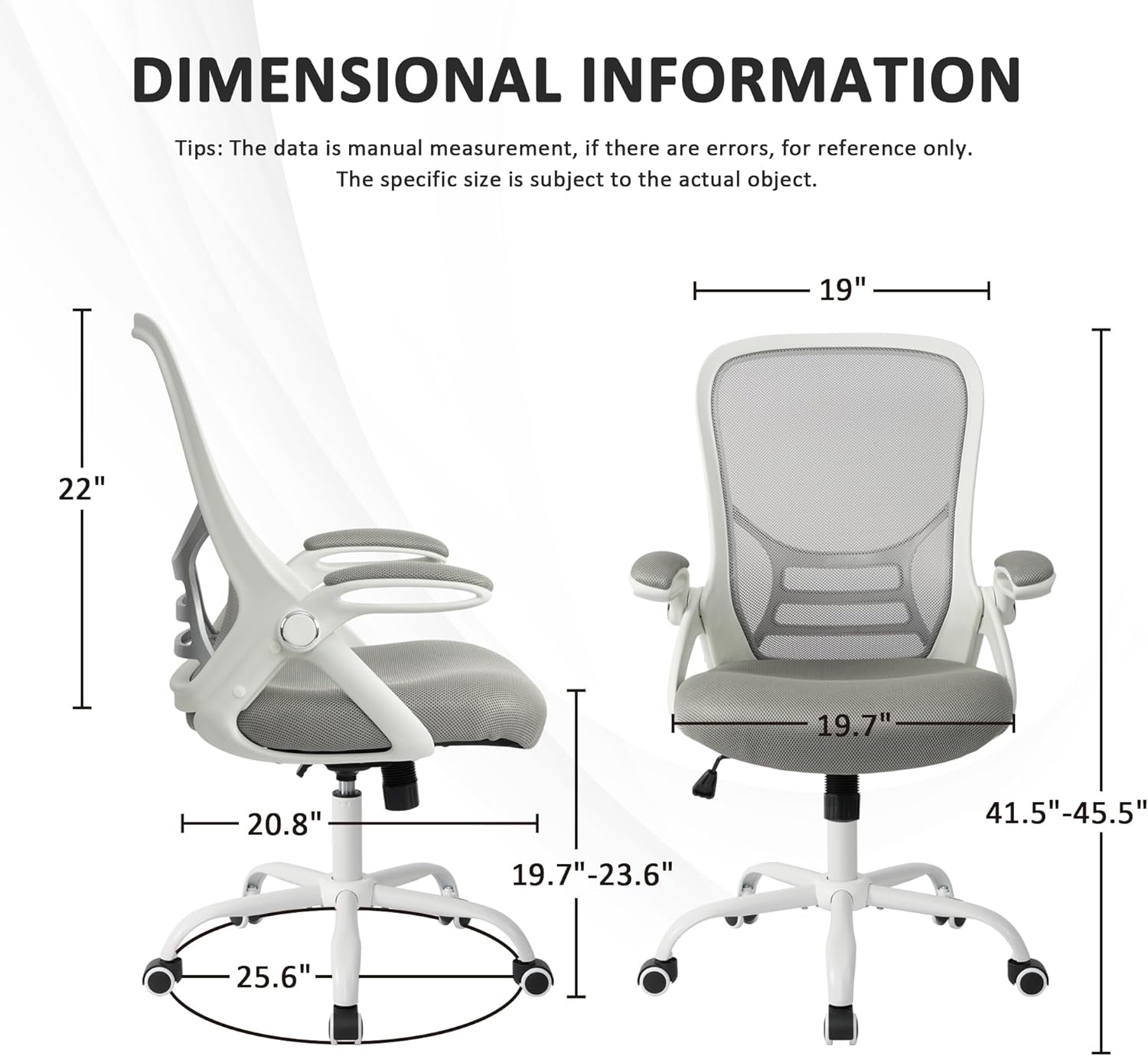 Ergonomic Mesh Office Chair | Flip-Up Arms, Thickened Seat, Grey