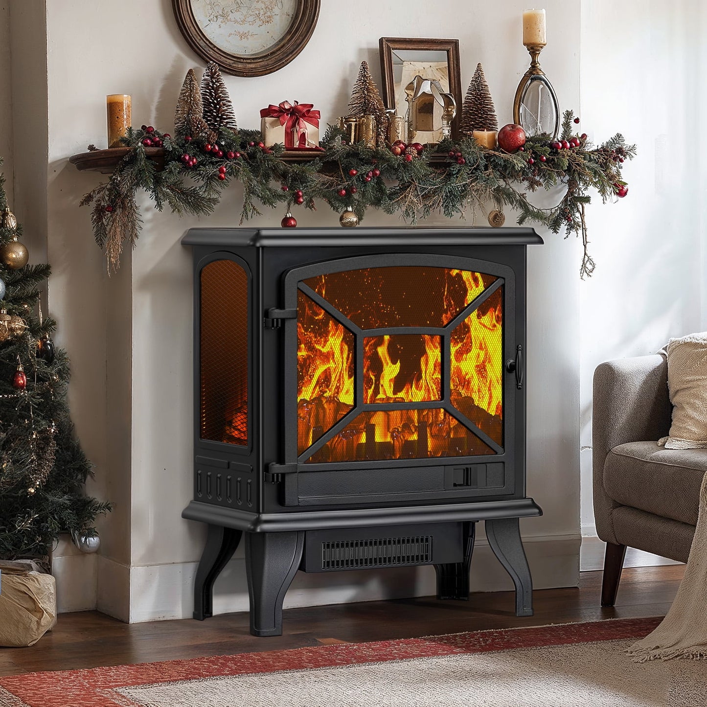 24" Electric Fireplace Heater | Freestanding Infrared with Remote