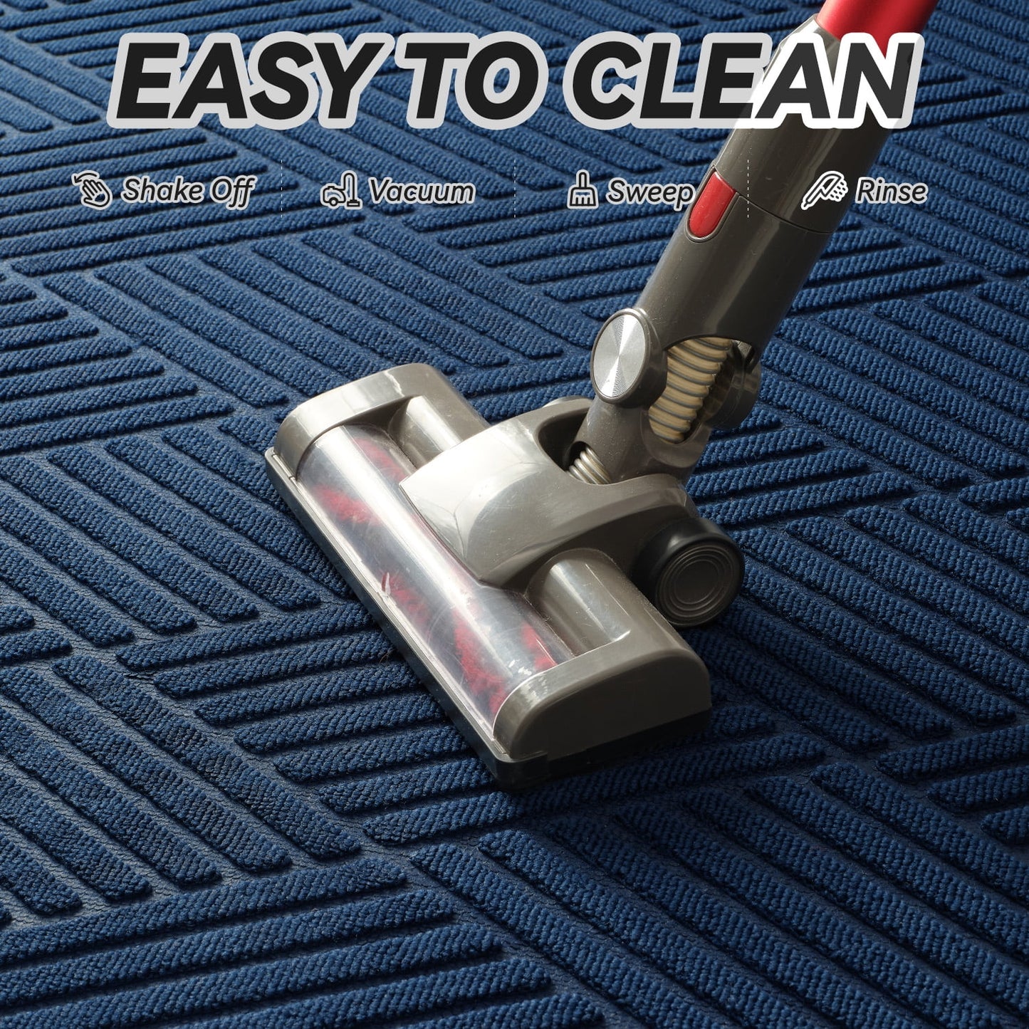 Non-Slip Outdoor Doormat 35x59" | Absorbent Rubber Entry Mat, Blue