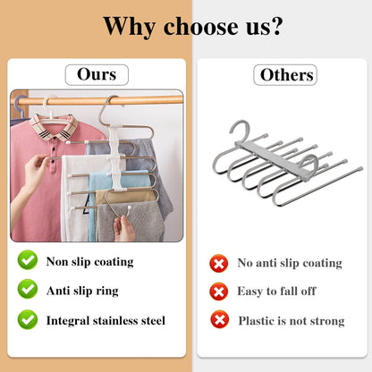 Space-Saving Pants Hangers 2-Pack | Anti-Slip Metal Closet Organizer