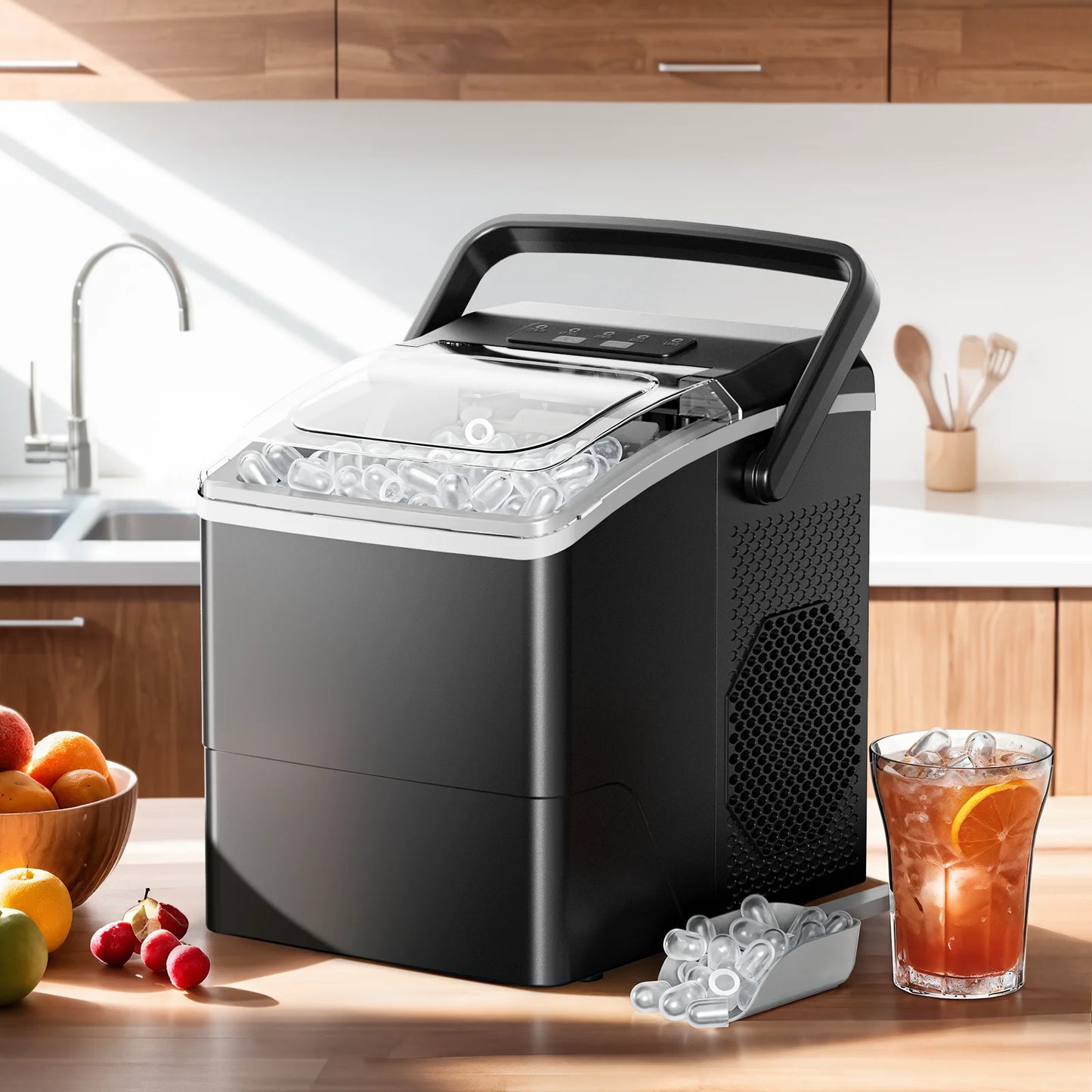 Portable Countertop Ice Maker | 26 lbs/Day, Self-Cleaning, Black