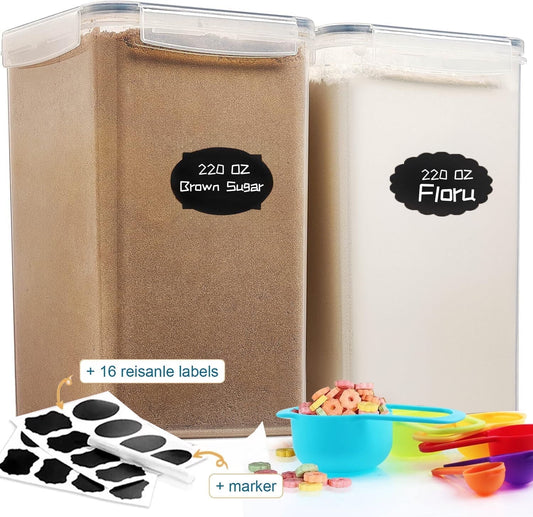 Large Airtight Food Storage Canisters Set of 2 | 6.5L BPA-Free