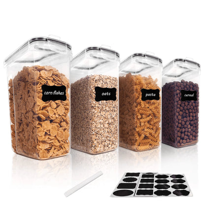 Airtight Cereal Storage Container Set of 4 | 135 oz, Black