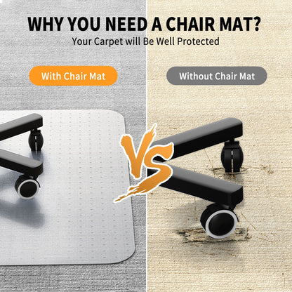 Office Chair Mat for Carpet 45x53" | Transparent with Lip & Grippers