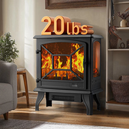 24" Electric Fireplace Heater | Freestanding Infrared with Remote