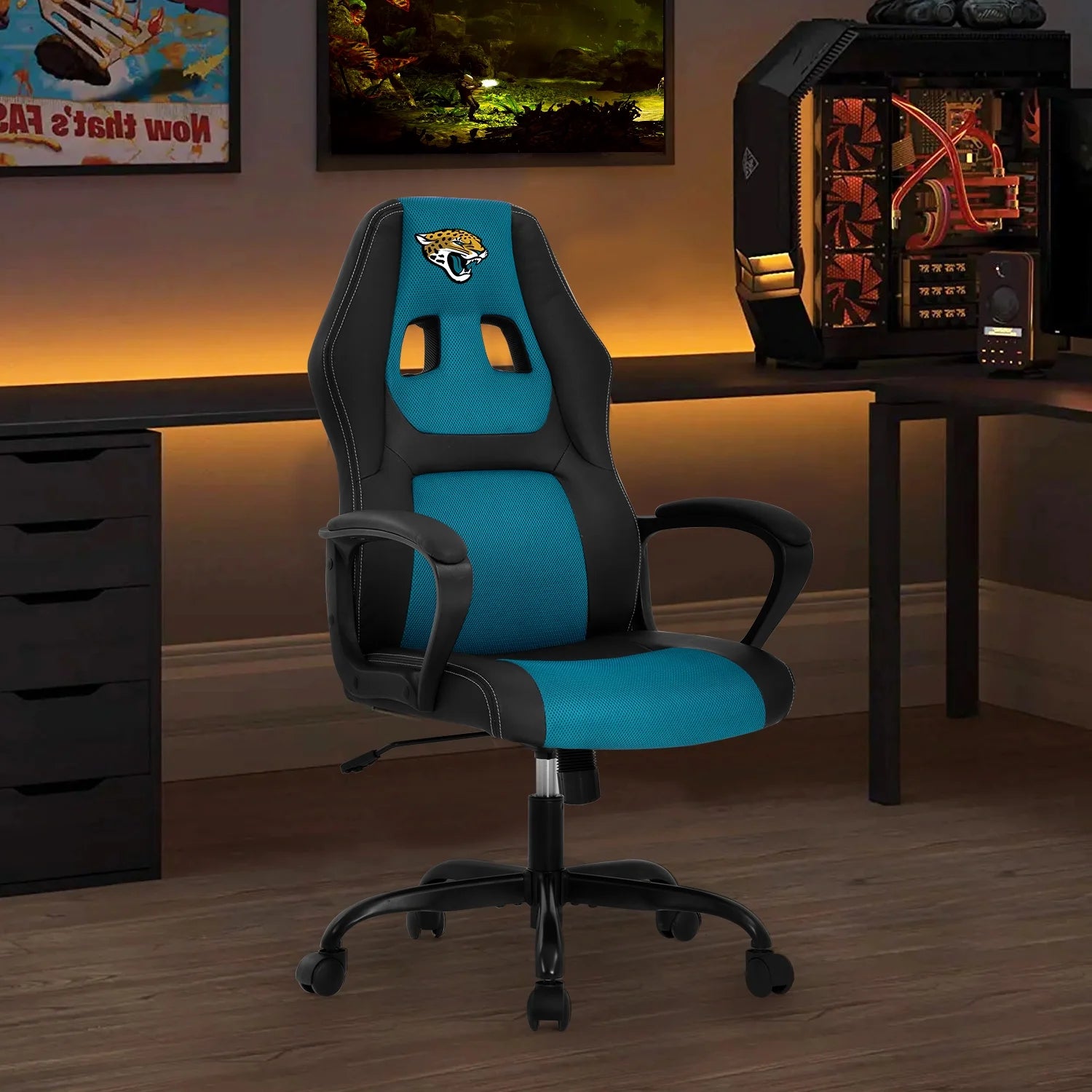 Racing Gaming Chair | Ergonomic Leather, Blue/Black