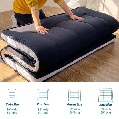 Japanese Futon Floor Mattress Full Size | Extra Thick Folding Pad