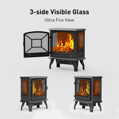 24" Electric Fireplace Heater | Freestanding Infrared with Remote
