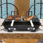 Portable Hibachi Charcoal Grill | Cast Iron Tabletop BBQ, Black
