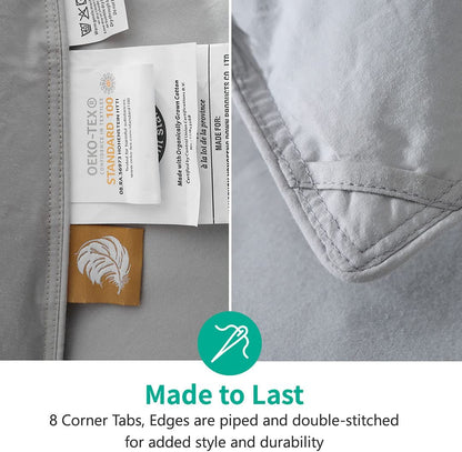 Lightweight Down Comforter California King | Organic Cotton All-Season Duvet, Cloud Grey