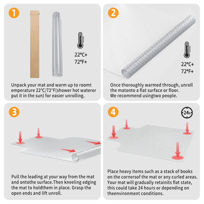 Office Chair Mat for Carpet 45x53" | Transparent with Lip & Grippers