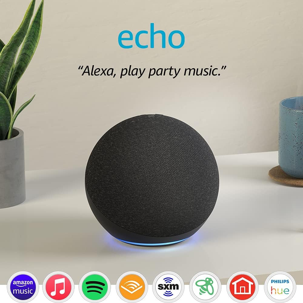 Echo Smart Speaker | Premium Sound, Alexa Built-In, Charcoal