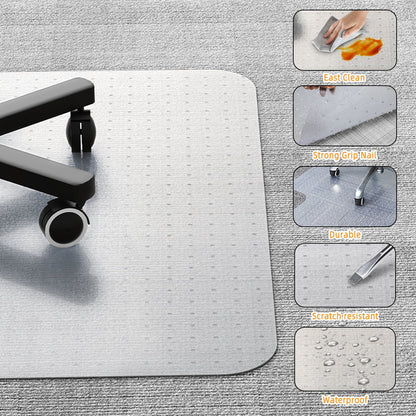 Office Chair Mat for Carpet 45x53" | Transparent with Lip & Grippers