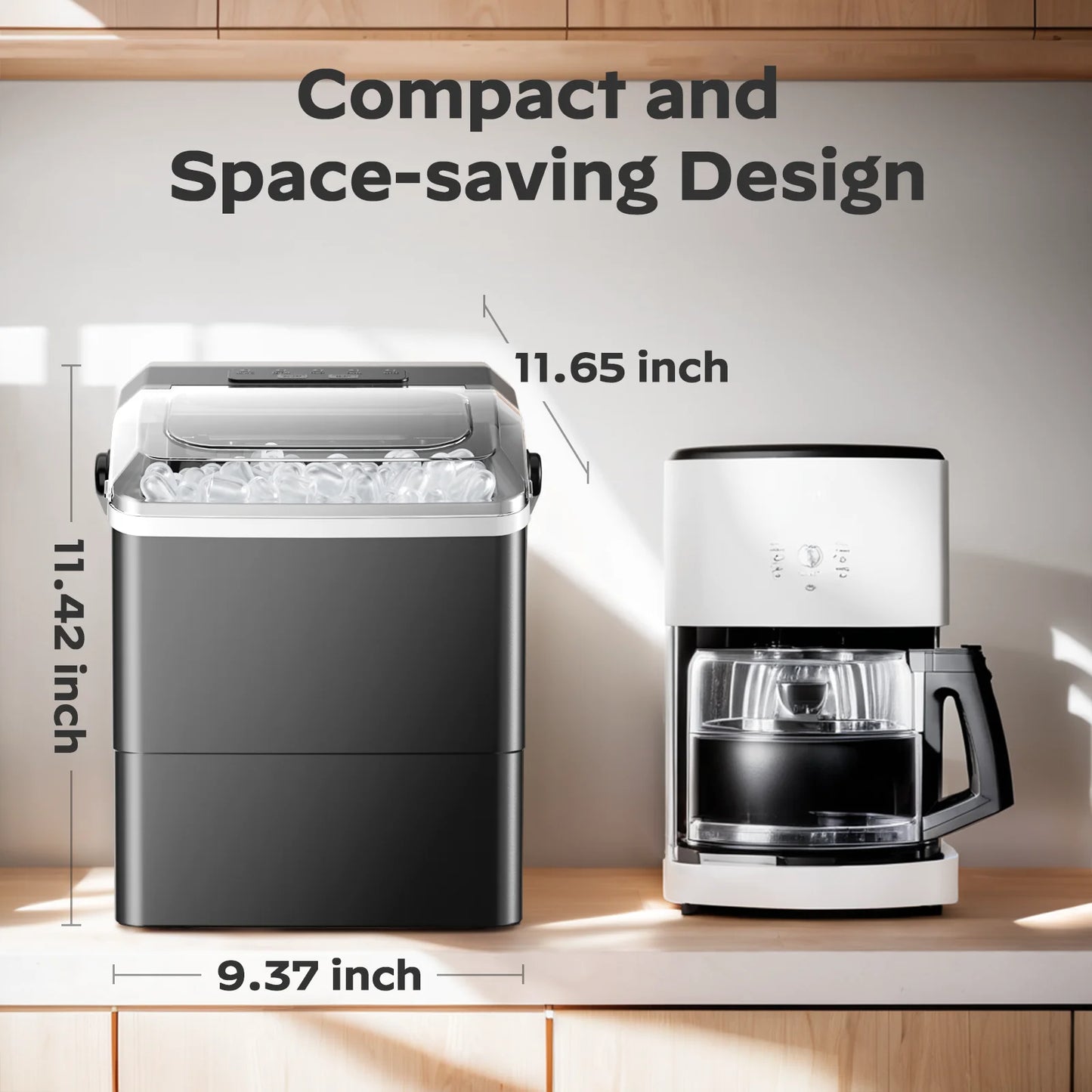 Portable Countertop Ice Maker | 26 lbs/Day, Self-Cleaning, Black