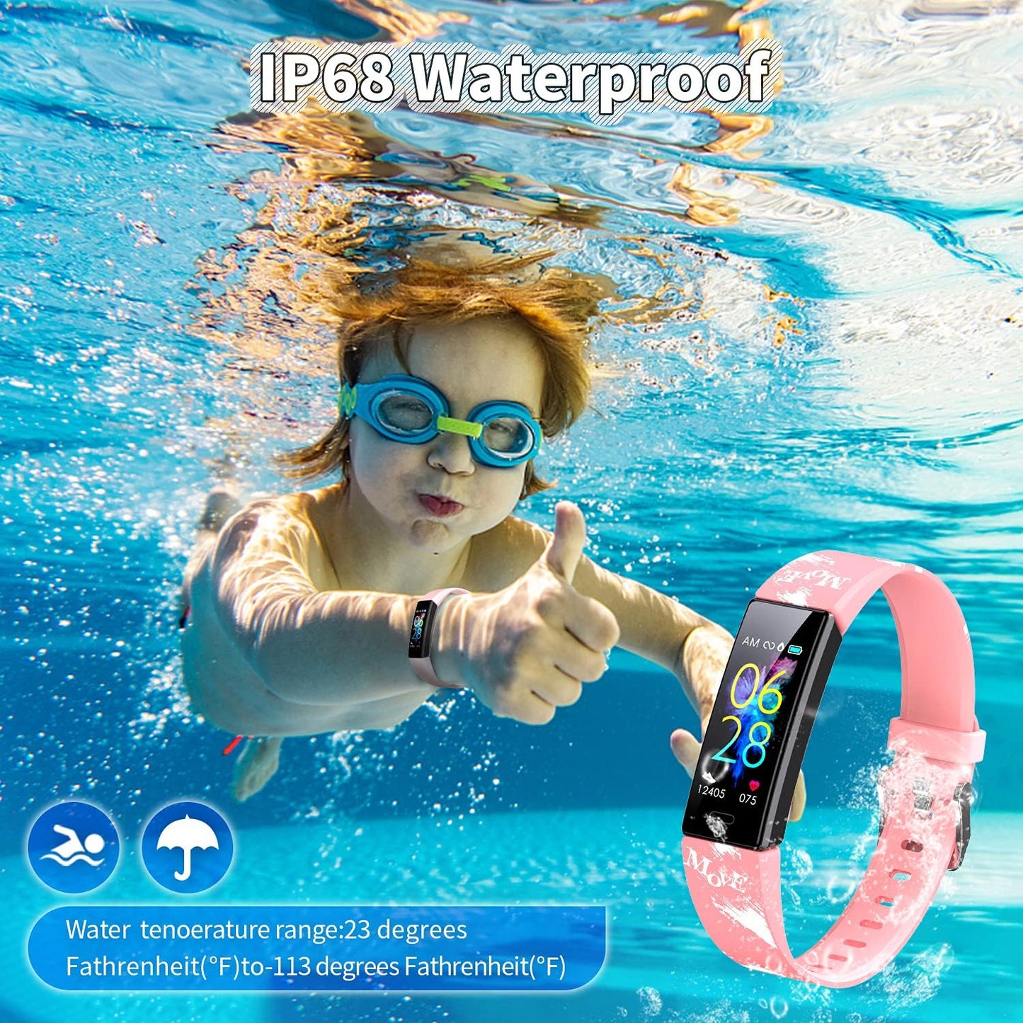Kids Fitness Tracker Watch | IP68 Waterproof, 11 Sport Modes, Ages 6-16