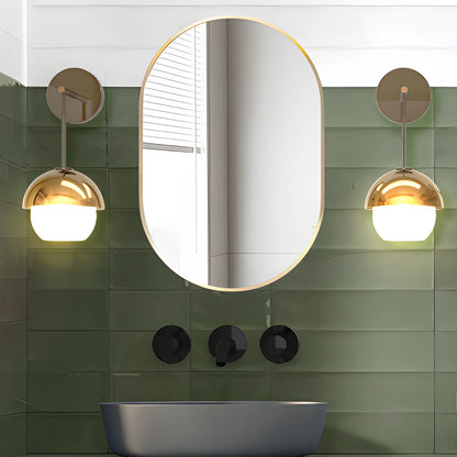 Oval Capsule Bathroom Mirror 24x36" | Gold Metal Frame