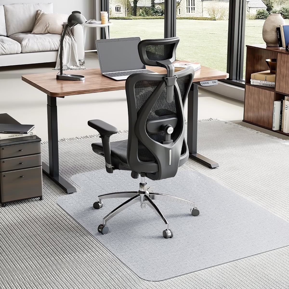 Office Chair Mat for Carpet 45x53" | Transparent with Lip & Grippers