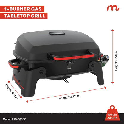 Portable 1-Burner Propane Gas Grill | 11,000 BTU Foldable Camping Grill