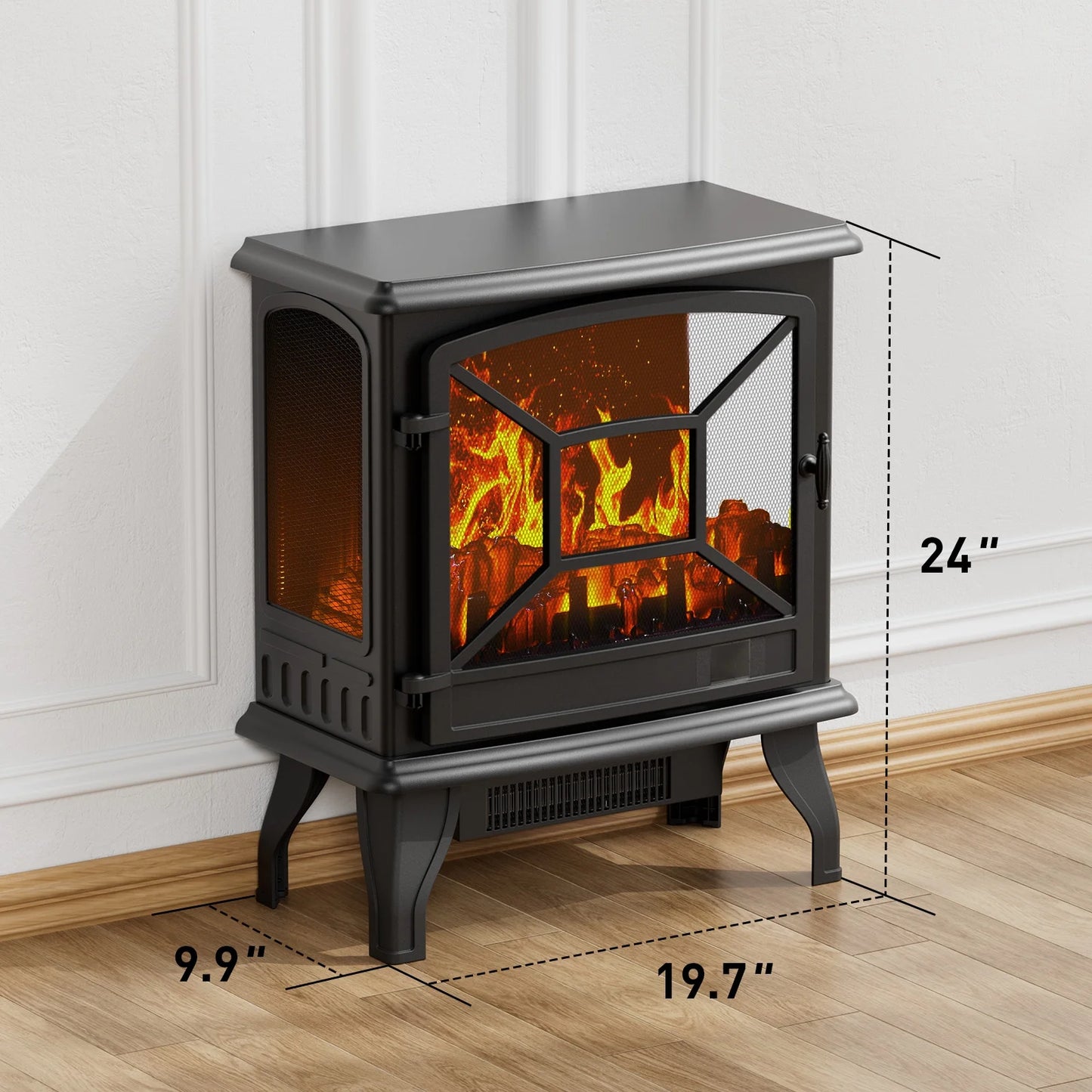 24" Electric Fireplace Heater | Freestanding Infrared with Remote