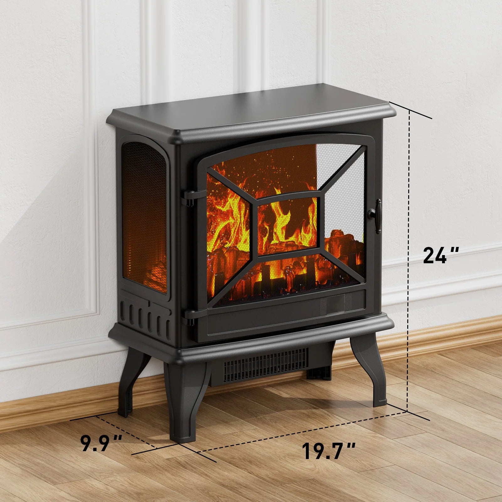 24" Electric Fireplace Heater | Freestanding Infrared with Remote