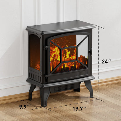 24" Electric Fireplace Heater | Freestanding Infrared with Remote