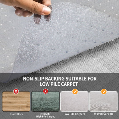 Office Chair Mat for Carpet 45x53" | Transparent with Lip & Grippers