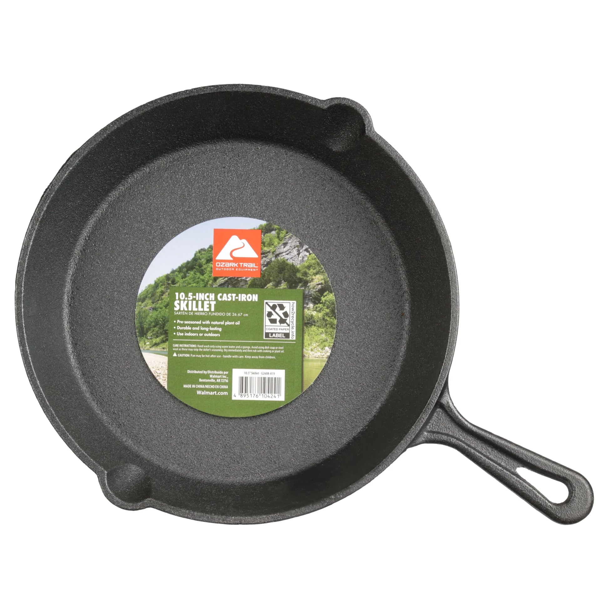 Pre-Seasoned Cast Iron Skillet 10.5" | Classic Handle