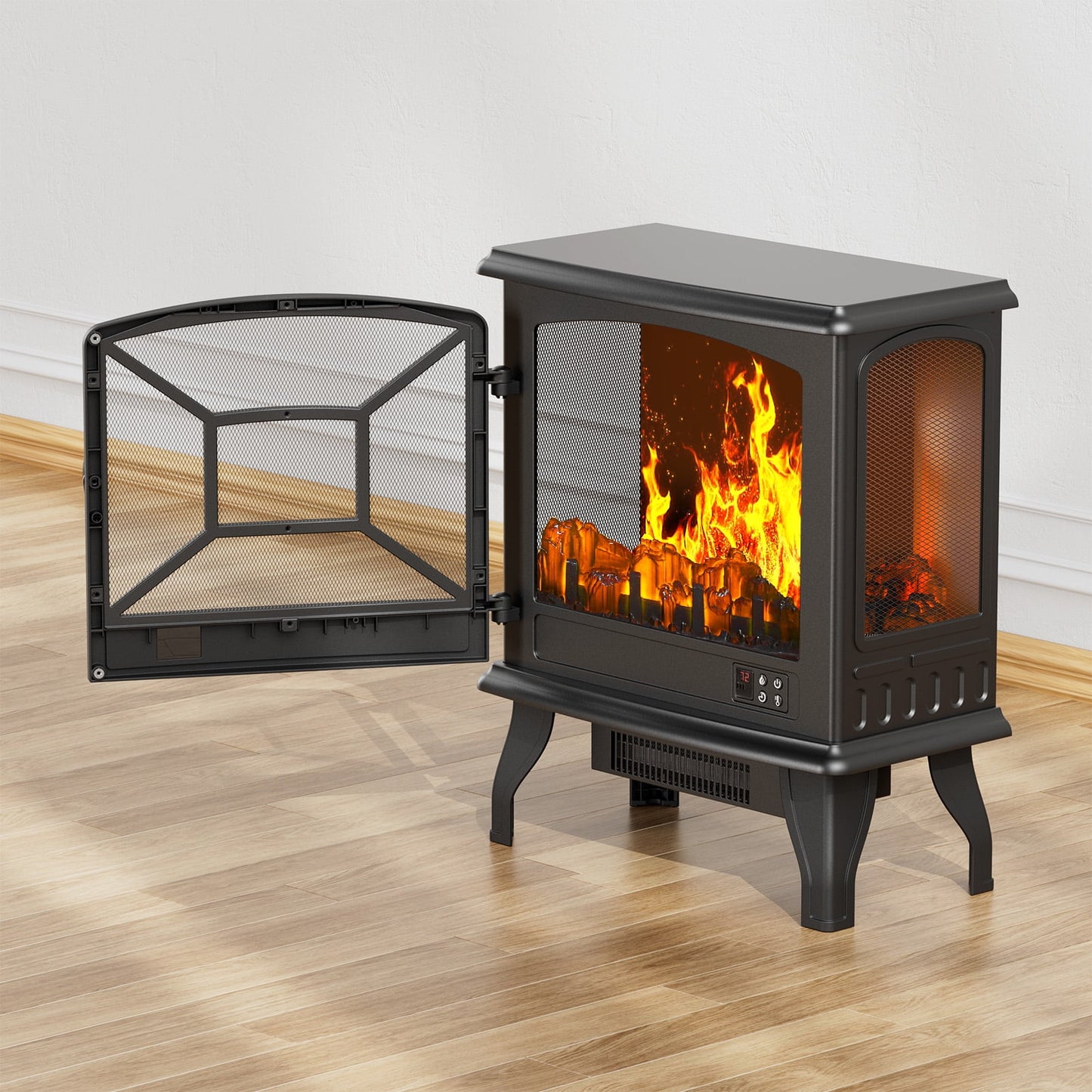 24" Electric Fireplace Heater | Freestanding Infrared with Remote