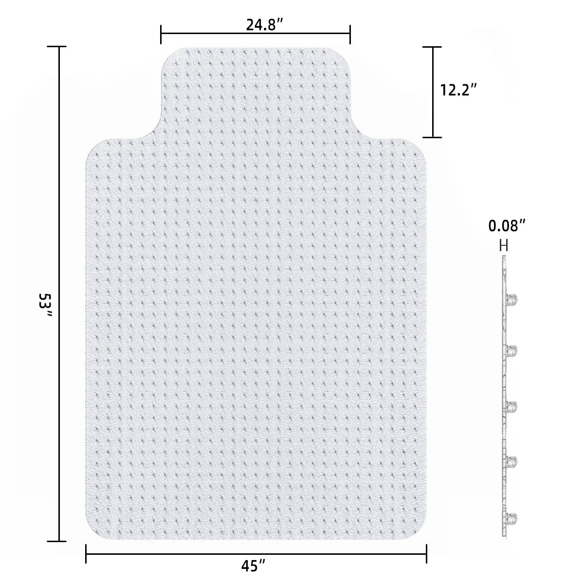Office Chair Mat for Carpet 45x53" | Transparent with Lip & Grippers