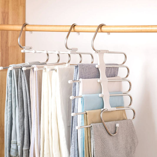 Space-Saving Pants Hangers 2-Pack | Anti-Slip Metal Closet Organizer