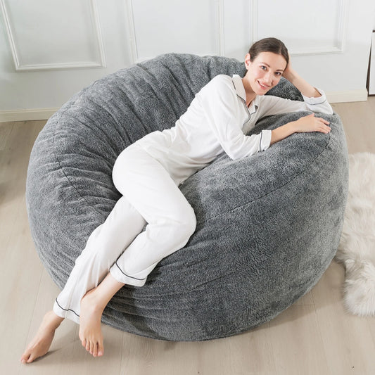 Premium Bean Bag Chair 4.5 ft | Plush Soft Support, Heather Gray