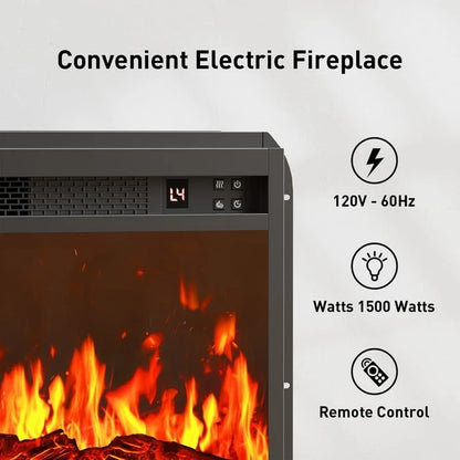 Farmhouse Fireplace TV Stand for 75" | LED Lights, Glass Doors, White