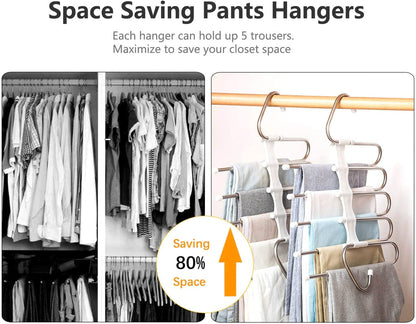 Space-Saving Pants Hangers 2-Pack | Anti-Slip Metal Closet Organizer