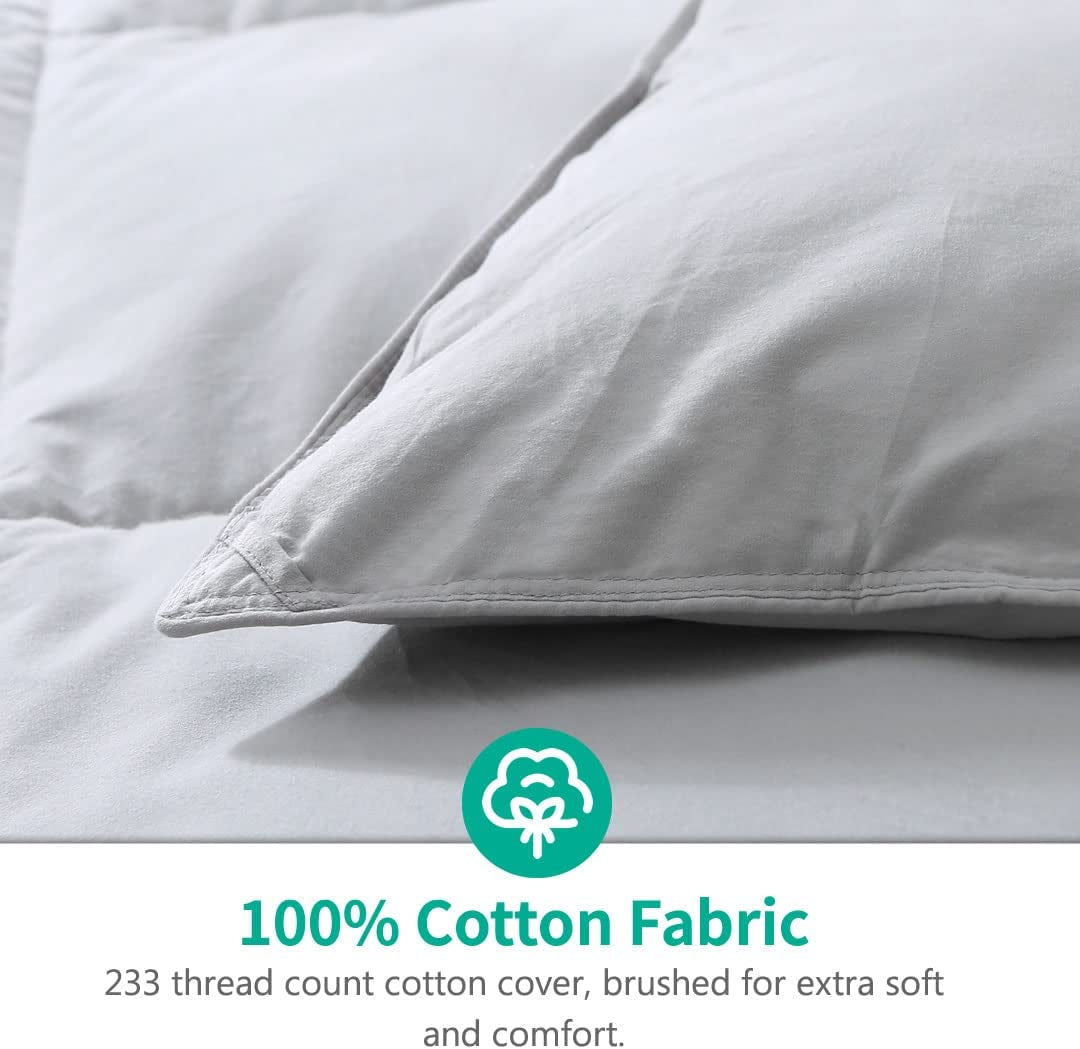 Lightweight Down Comforter California King | Organic Cotton All-Season Duvet, Cloud Grey