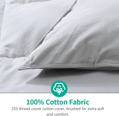 Lightweight Down Comforter California King | Organic Cotton All-Season Duvet, Cloud Grey